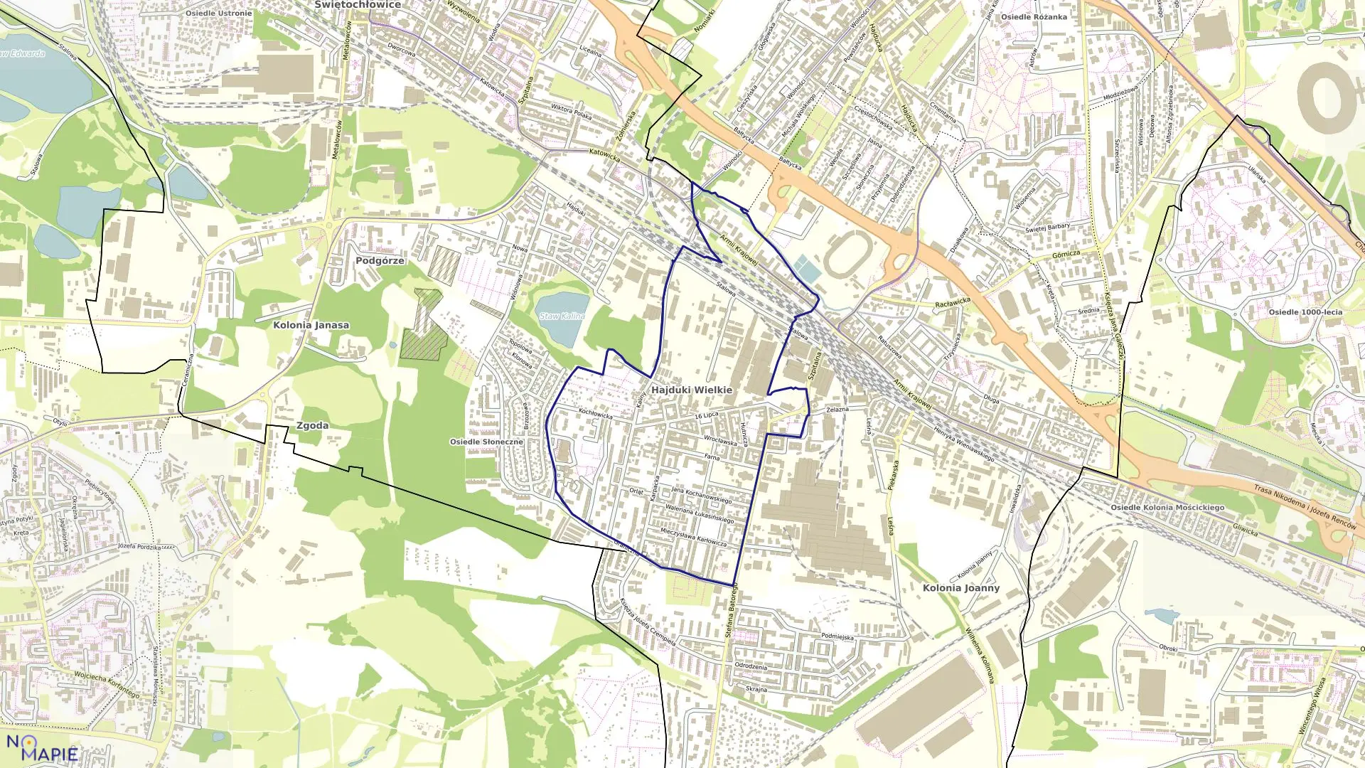 Mapa obrębu 0003 w mieście Chorzów