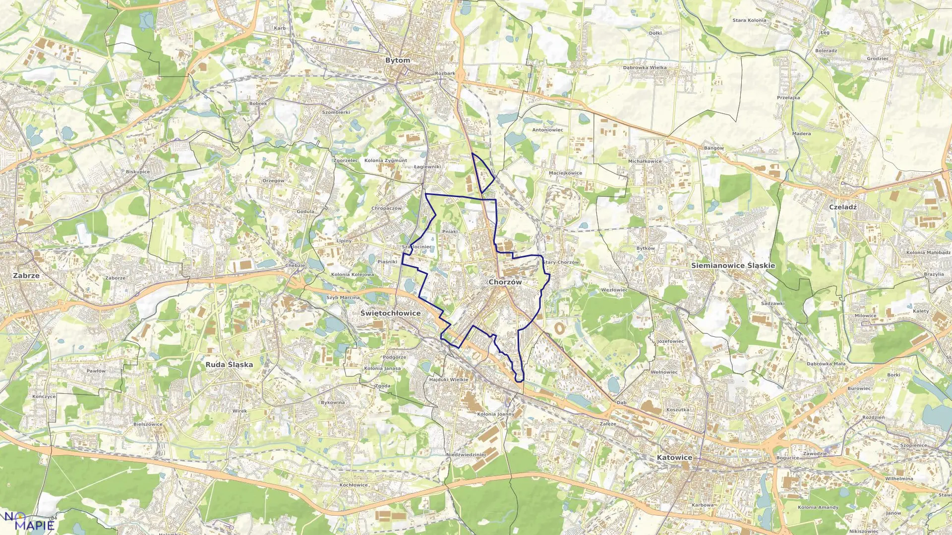 Mapa obrębu 0004 w mieście Chorzów